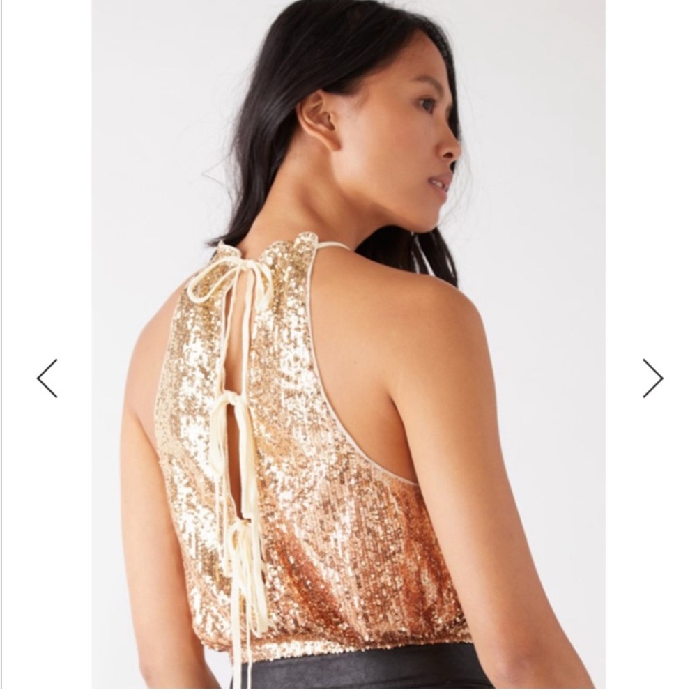 Sequin Back Bow Tie Top
